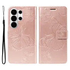 OEM - Samsung Galaxy S26 Ultra Pl&aring;nboksfodral Blomm&ouml;nster Impr. Konstl&auml;der - Ros&eacute;guld