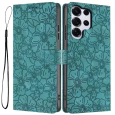 OEM - Samsung Galaxy S26 Ultra Pl&aring;nboksfodral Konstl&auml;der Cherry Blossom - Gr&ouml;n