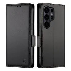 OEM - Samsung Galaxy S26 Ultra Pl&aring;nboksfodral Konstl&auml;der - Svart