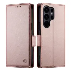 OEM - Samsung Galaxy S26 Ultra Pl&aring;nboksfodral Konstl&auml;der - Ros&eacute;guld