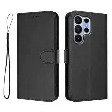 OEM - Samsung Galaxy S26 Ultra Pl&aring;nboksfodral RFID Skydd Konstl&auml;der - Svart