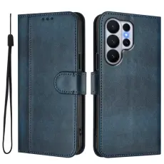 OEM - Samsung Galaxy S26 Ultra Pl&aring;nboksfodral St&auml;ll Retro Textur Konstl&auml;der - Bl&aring;