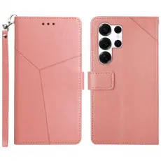 WANLONFENG - Mobilskal till Samsung Galaxy S26 Ultra Y-formade Linjer Pr&auml;glat Konstl&auml;der Rosa