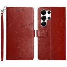 OEM - Mobilskal till Samsung Galaxy S26 Ultra Linjer Pr&auml;gling Konstl&auml;der Brun