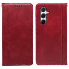 OEM - Mobilskal till Samsung Galaxy S26 Plus KonstL&auml;der Med Magnetst&auml;ngning - R&ouml;d
