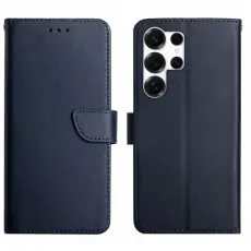 OEM - Samsung Galaxy S26 Ultra Pl&aring;nboksfodral &Auml;kta L&auml;der Nappa Textur - Bl&aring;