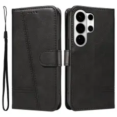 OEM - T-Shape Samsung Galaxy S26 Ultra Pl&aring;nboksfodral Konstl&auml;der St&auml;ll - Svart