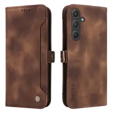 YIKATU - YIKATU Samsung Galaxy A55 5G Fodral PU Flip - Brun