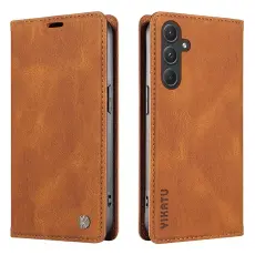 YIKATU - YIKATU Samsung Galaxy A55 5G Skal PU L&auml;der - Brun