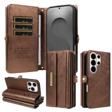 YIKATU - YIKATU Samsung Galaxy S26 Ultra Pl&aring;nboksfodral Konstl&auml;der - Brun