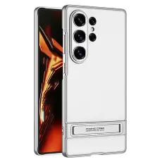 GKK - GKK Samsung Galaxy S26 Ultra Skal Slim Kickstand PC + PU - Silver