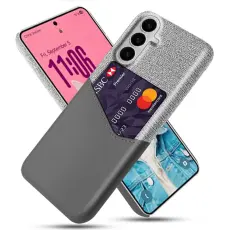 OEM - Samsung Galaxy S26 / S26 Pro Skal PU L&auml;der Kl&auml;dtextur H&aring;rd PC - Gr&aring;