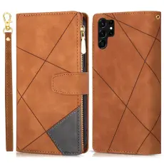 OEM - Samsung Galaxy S26 Ultra Fodral Konstl&auml;der F&auml;rgsplicing - Brun