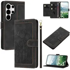 OEM - Pl&aring;nboksfodral f&ouml;r Samsung Galaxy S26 Ultra Konstl&auml;der 5 kortfack - Svart