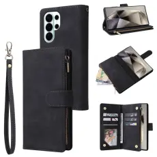 OEM - Pl&aring;nboksfodral f&ouml;r Samsung Galaxy S26 Ultra Konstl&auml;der Flera kortfack - Svart