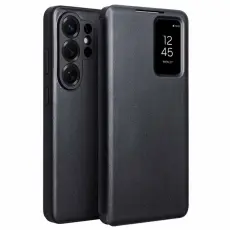 QIALINO - Qialino Mobilfodral f&ouml;r Samsung Galaxy S26 Ultra &Auml;kta l&auml;der Flip - Svart