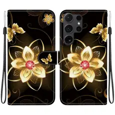 OEM - Pl&aring;nboksfodral f&ouml;r Samsung Galaxy S26 Ultra Konstl&auml;der - Guldblomma