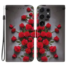 OEM - Pl&aring;nboksfodral f&ouml;r Samsung Galaxy S26 Ultra Konstl&auml;der St&auml;ll - R&ouml;d Ros
