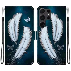 OEM - Pl&aring;nboksfodral f&ouml;r Samsung Galaxy S26 Ultra Konstl&auml;der - Vit fj&auml;ril