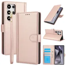 OEM - Pl&aring;nboksfodral f&ouml;r Samsung Galaxy S26 Ultra Konstl&auml;der St&auml;ll - Rosa