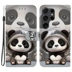 OEM - Pl&aring;nboksfodral f&ouml;r Samsung Galaxy S26 Ultra Konstl&auml;der Stativ - Panda