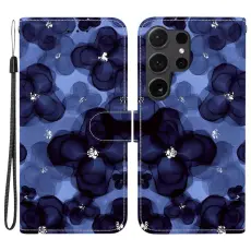 OEM - Pl&aring;nboksfodral f&ouml;r Samsung Galaxy S26 Ultra M&ouml;nstertryck Konstl&auml;der - Bl&aring;blommig
