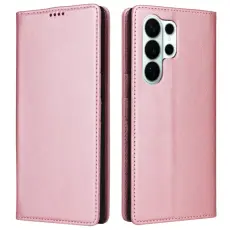 OEM - Pl&aring;nboksfodral f&ouml;r Samsung Galaxy S26 Ultra RFID Blocking Konstl&auml;der - Rosa