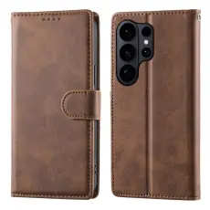 OEM - Pl&aring;nboksfodral f&ouml;r Samsung Galaxy S26 Ultra Stativ Konstl&auml;der - Brun