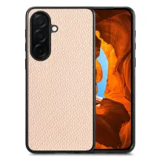 OEM - Mobilskal f&ouml;r Samsung Galaxy S26 Plus Kolfiber Konstl&auml;der + PC + TPU - Aprikos