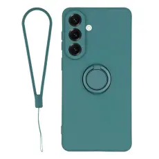 OEM - Mobilskal f&ouml;r Samsung Galaxy S26 Silikon med Ring Kickstand - Svartgr&ouml;n