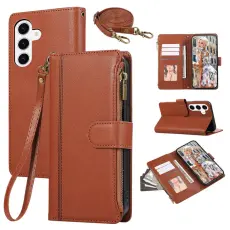 OEM - Mobilfodral f&ouml;r Samsung Galaxy S26 Plus Konstl&auml;der Flera kortfack - Brun