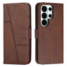 OEM - Pl&aring;nboksfodral f&ouml;r Samsung Galaxy S26 Ultra Konstl&auml;der - Brun