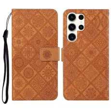 OEM - Pl&aring;nboksfodral f&ouml;r Samsung Galaxy S26 Ultra Konstl&auml;der - Brun