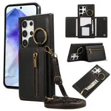 OEM - Pl&aring;nboksfodral f&ouml;r Samsung Galaxy S26 Ultra Konstl&auml;der Kickstand - Svart