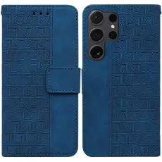 OEM - Pl&aring;nboksfodral f&ouml;r Samsung Galaxy S26 Ultra Konstl&auml;der med handledsrem - Bl&aring;