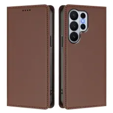 OEM - Pl&aring;nboksfodral f&ouml;r Samsung Galaxy S26 Ultra Konstl&auml;der RFID - Brun