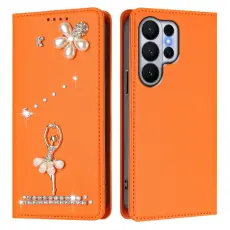 OEM - Pl&aring;nboksfodral f&ouml;r Samsung Galaxy S26 Ultra Konstl&auml;der RFID - Orange