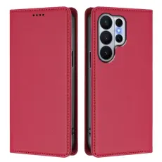 OEM - Pl&aring;nboksfodral f&ouml;r Samsung Galaxy S26 Ultra Konstl&auml;der RFID - R&ouml;d