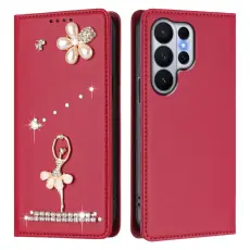 OEM - Pl&aring;nboksfodral f&ouml;r Samsung Galaxy S26 Ultra Konstl&auml;der RFID - Vinr&ouml;d