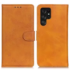 OEM - Pl&aring;nboksfodral f&ouml;r Samsung Galaxy S26 Ultra Konstl&auml;der St&auml;ll - Brun