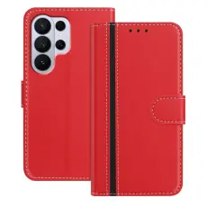 OEM - Pl&aring;nboksfodral f&ouml;r Samsung Galaxy S26 Ultra Konstl&auml;der St&auml;ll - R&ouml;d