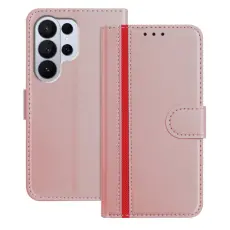 OEM - Pl&aring;nboksfodral f&ouml;r Samsung Galaxy S26 Ultra Konstl&auml;der St&auml;ll - Ros&eacute;guld