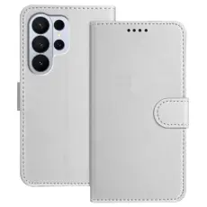 OEM - Pl&aring;nboksfodral f&ouml;r Samsung Galaxy S26 Ultra Konstl&auml;der St&auml;ll - Silver