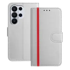 OEM - Pl&aring;nboksfodral f&ouml;r Samsung Galaxy S26 Ultra Konstl&auml;der St&auml;ll - Silver