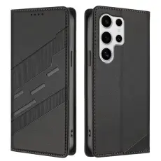 OEM - Pl&aring;nboksfodral f&ouml;r Samsung Galaxy S26 Ultra Konstl&auml;der St&auml;ll - Svart