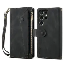 ESEBLE - ESEBLE Pl&aring;nboksfodral f&ouml;r Samsung Galaxy S26 Ultra Konstl&auml;der Stativ - Svart