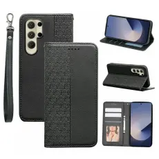 OEM - Pl&aring;nboksfodral f&ouml;r Samsung Galaxy S26 Ultra Konstl&auml;der - Svart