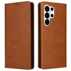 OEM - Pl&aring;nboksfodral f&ouml;r Samsung Galaxy S26 Ultra RFID Blocking Konstl&auml;der - Brun