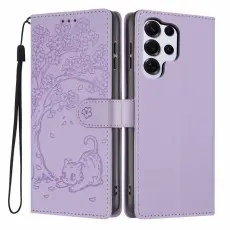OEM - Pl&aring;nboksfodral f&ouml;r Samsung Galaxy S26 Ultra St&auml;llfunktion Konstl&auml;der - Lila