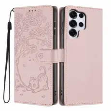 OEM - Pl&aring;nboksfodral f&ouml;r Samsung Galaxy S26 Ultra St&auml;llfunktion Konstl&auml;der - Rosa